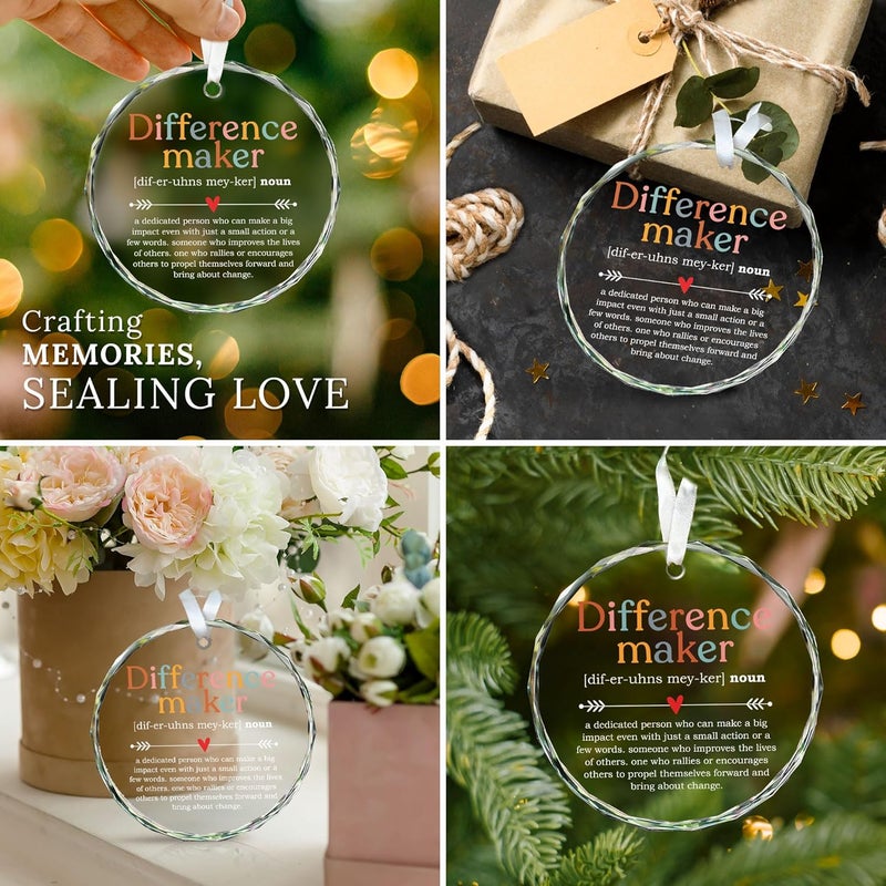 HEXMOZ Difference Maker - Appreciation for Women - Coworker Appreciation - Thank You Gifts, Inspiration Gifts for Women Boss Coworker Manager Teacher Nurse Mom Friend - Glass Christmas Ornament - Image 5